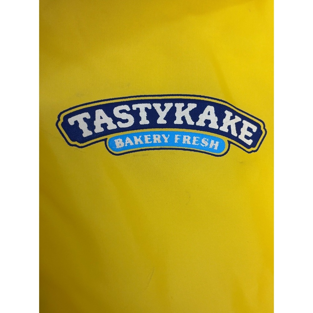 Vintage Tastykake Dunbrooke Coach Jacket Mens Yellow Collared Pocket USA Size S - Picture 5 of 8